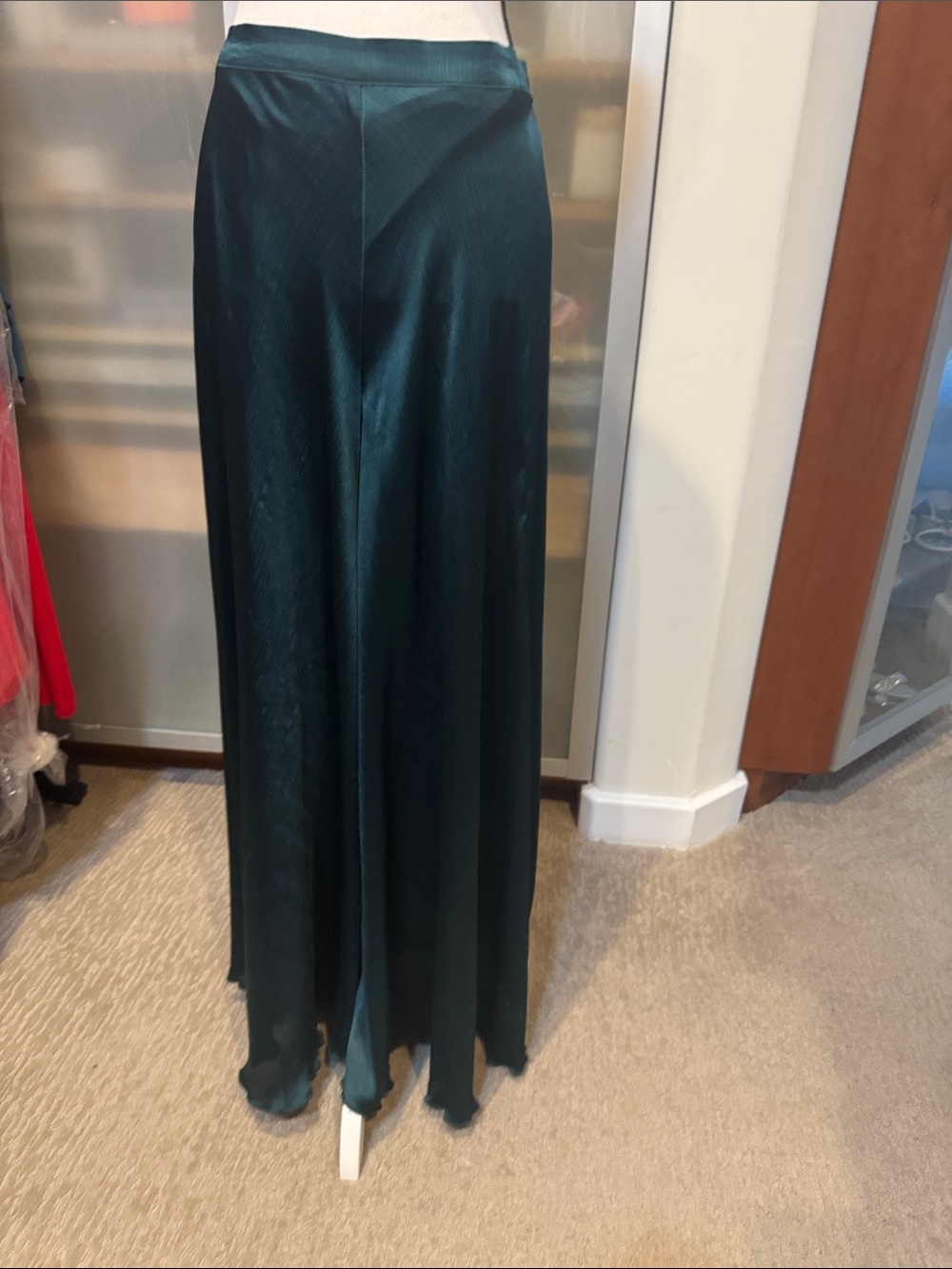 CeCe Emerald Green Satin Maxi Skirt